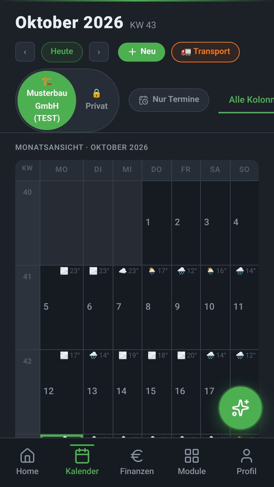 GreenOS Kalender (Testdaten)